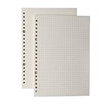 AMO HERMOSO 2 Paquetes de Papel de Recambio para Cuaderno A5, Cuadriculado, 80 g/m², 240 Páginas Cuadriculadas, 20 Agujeros