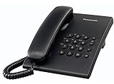 Panasonic KX-TS500 - Teléfono fijo con cable (tono configurable, montable en pared, compatible con audífonos), color negro