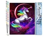 Figured'Art Paint by Numbers for Adults Colorful Unicorn - Crafts Acrylic Painting Complete DIY Picture Kit - 40x50cm ບໍ່ມີກອບ