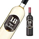 18 etiquetas de cumpleaños para botellas de 9 x 13 cm, Happy Birthday 18 etiquetas de vino personalizadas para regalos de fiesta