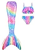 SPEEDEVE 3pc Kids Mermaid Tails foar Halloween Cosplay Krystdei, Gjin Monofin, WPM9,110-120