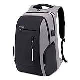 Xnuoyo Anti-Theft Laptop-rygsæk, 17,3 tommer vandtæt bærbar rygsæk med opladningsport og USB-hovedtelefoner til mænd Kvinder Office Work Daily Business, Grå