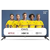CHiQ Televisor Smart TV LED 32' HD, WiFi, Bluetooth (Solo Auriculares y Altavoces), Netflix, Prime Video, Youtube, Facebook, USB, L32H7N