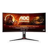 AOC Monitor Gaming CU34G2X/BK - 34' Curved 1500R WQHD, 144Hz, 1ms, VA, Freesync Premium, 3440x1440, 300cd/m, HDMI 2x2.0, Displayport 2x1.2, Color Negro