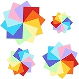 YIQI 400 Hojas de Doble Cara de Papel para Origami en 10 Colores Surtidos con 4 tamaños Distintos (100 Hojas 20 x 20cm, 100 Hojas 15x15cm, 100 Hojas 10x10cm, 100 Hojas 7x7cm)