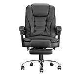 Silla ergonómica, asiento tapizado, silla jefe con reposabrazos, silla de juegos, silla de oficina cardio, altura ajustable (negro)