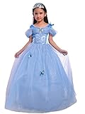 لیٹو اینجلس کاسٹیوم سنڈریلا شہزادی کا لباس برائے لڑکی سائز 5-6 سال، بلیو