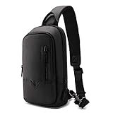 HEROIC KNIGHT Чоловіча нагрудна сумка Водонепроникна легка сумка через плече Протиугінна невелика сумка-рюкзак із USB-роз’ємом для зарядки Легка для подорожей Спорт Велоспорт Піші прогулянки – чорний