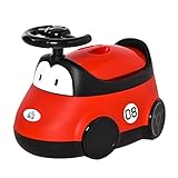 Homcom Pot pour bébé 6-36 mois Apprentissage de la propreté Portable en forme de voiture avec couvercle et volant Facile à nettoyer Charge 50 kg 40x27,5x29,1 cm Rouge