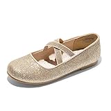 DREAM PAIRS Kids Girls Mary Jane Strap Flat Shoes Ballerinas Princess School Flat Shoes Gold ANGIE-2-E Size 32 (EUR)