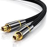 PRENDELUZ Cable Óptico TOSLINK Audio (Stereo Dolby Digital Normal, DTS, Conector TOSLINK Macho a Conector TOSLINK Macho, Negro), Pro Series (3 Metros)
