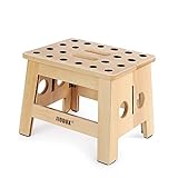 Jiodux 2020 Upgrade Taburete de madera, antideslizante, plegable para niños, pequeño taburete de madera, perfecto para cocina, dormitorio o habitación de los niños