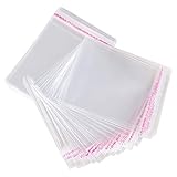 MGE - Bolsas de Celofán Transparente - Bolsas de Plástico con Banda Autodhesiva - Autocierre - Pack de 100 (16 x 25 cm)