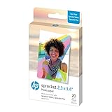 HP 2FR23A Papel fotográfico Zink Premium de 5,8 x 8,6 cm (20 hojas), compatible con Sprocket Select y Plus.