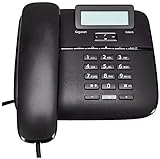 Gigaset DA611 - Teléfono con Cable con función Manos Libres - Agenda telefónica con Marcado VIP - Entradas de marcación rápida - Visualización de Llamadas (Clip) - Color Negro