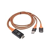 Tamaño portátil Cable de Nylon Trenzado USB Hembra a HDMI Macho HDTV Adaptador Cable Soporte Tipo-C iOS Cable - Naranja