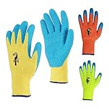 Donfri 3 pares de guantes de jardinería para niños, guantes protectores de látex, hechos a mano, tareas domésticas diarias, pintura, actividades al aire libre (6-8 años)