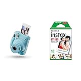 Instax Mini 11 - Cámara instantánea, Sky Blue + Fujifilm Instax Mini Brillo Película fotográfica instantánea (10 Hojas)