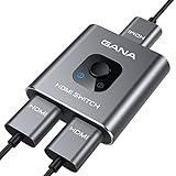 HDMI Switch HDMI Splitter 4K@60Hz,GANA Duplicador HDMI Bidireccional 2 Entradas 1 Salida o 1 In 2 Out Alluminio Conmutador HDMI Soporta HDR 4K 3D 1080P para TV/PS3/4/5,BLU-Ray/Firestick/Xbox etc.