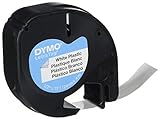 Dymo LetraTag Etiquetado 12mm x 4m de cinta de plástico - Negro sobre blanco (Blister)