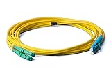 Cable de fibra óptica LWL, 20 m, OS2 amarillo, E2000/APC a LC/UPC, cable de conexión dúplex 9/125, cable de fibra óptica, 20 metros