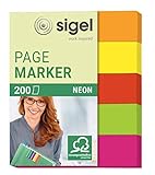 Sigel Neon - Señalizadores de quita y pon, 200 hojas, 12 x 50 mm, multicolor