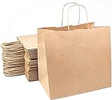 Bolsas para regalos, bolsas de papel kraft con asas, bolsas para regalar en diferentes tamaños, bolsas de papel para tiendas y comercios (41 x 31 x 15 cm, 200 Bolsas)