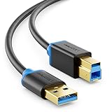 deleyCON 3,0m USB 3.0 Cable de Supervelocidad USB A Macho a Conector USB B Cable de Datos Hasta 5 Gbit/s por ej. Impresora Escáner Impresoras Multifunción Negro