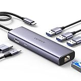 UGREEN Revodok Hub USB C to USB 3.0 Adapter, Gigabit Ethernet HDMI 4K PD 100W ເຂົ້າກັນໄດ້ກັບ MacBook Pro Air iPad Pro Air iPhone 15 Pro MAX Surface Pro XPS Galaxy Tab S9 Hard Drive USB Key