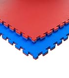 ʻO JOWY Lot 20 Units Foam Rubber Mat Tatami Puzzle | Hale Hōʻikeʻike Tatami Papa Pono Pono Hana Kūlana 1 mx 1 mx 2,5 cm Red / Blue
