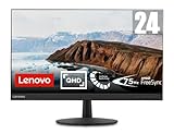 Lenovo L24q-30 - Monitor Gaming de 23.8' 2K QHD (2560x1440 pixeles, 16:9, 75Hz, 4ms, 1000:1, IPS, FreeSync, Puertos DP+HDMI, 3 lados sin bordes) Base plástico, Ajuste de inclinación - Color Negro