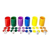 Acan Set Completo de 6 cubiletes de plástico, parchis, Juego de Mesa, Multicolor, fichas, Dados, cubiletes Dimensiones 4.5 x 2.5 cm.
