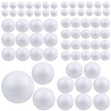 Pllieay 88 bolas de espuma blanca de 6 tamaños para manualidades de poliestireno, bolas de decoración para manualidades, proyectos de hogar y escuela