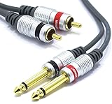 Cable RCA a Jack 2X RCA Macho a 2X Jack 6,3 TS 1,5M VITALCO Audio Adaptador 2xRCA estéreo a Doblo Jack 6,35 Mono