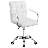 كرسي مكتب دوار من CRIS NAILS SL، ارتفاع قابل للتعديل، أقصى حمولة 120 كجم مع مسند ظهر أبيض (أبيض)