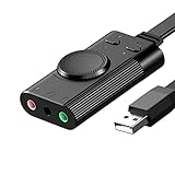 TechRise Tarjeta Sonido USB Externa Adaptador USB a Jack 3.5 mm Conversor Jack a USB Salida Audio y Micro para Altavoz, Cascos, PC, Plug & Play