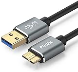 PIHEN Micro B Cable，USB 3.0 a Micro USB 3.0 Cable de sincronización con conector de aluminio para Toshiba Canvio, disco duro externo WD, Samsung Galaxy S5, nota 3 y más(0.5m)