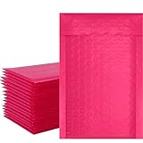 Alliebe 50 Pack 10x20cm Poly Bubble Mailers Self Seal Sobres acolchados de color rosa fuerte (Rosa)