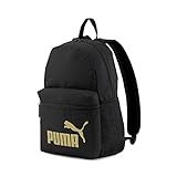 PUMA Phase Backpack Mochilla, Unisex Adulto, Black/Golden Logo, Talla única