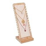 PandaHall Elite 12 Slot Necklace Display Stand Jewelry Display Board Tabletop Showcase Stand Long Chain Organizer with Leather for Necklaces Pendant