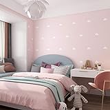 Papel pintado de estilo nórdico cielo azul nubes blancas habitación infantil habitación de niño niña habitación princesa fondo pared papel rosa