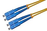 Cable de fibra óptica LWL - 15 m OS2 amarillo, SC/UPC a SC/UPC, Duplex 9/125 Cable de conexión - Cable de fibra óptica 15 metros