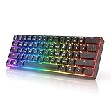 GK61 Mechanical Gaming Keyboard 60 Percent | 61 RGB Rainbow LED Backlit Programmable Keys | USB Wired | For Mac and Windows PC | Hotswap Gateron Optical Brown Switches | Black