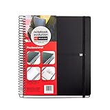 Miquelrius - A5 Evolution Professional Notebook 120 ແຜ່ນ ຂະໜາດ 90 g/m², 100 Grids + 20 Plain, Black Polypropylene Cover, ຢາງປິດ, ກະເປົ໋າ cardboard ແລະ 3 ແຜ່ນແບ່ງອອກໄດ້ (1 ມີໄມ້ບັນທັດ)