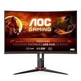 AOC C27G2ZU/BK - Monitor curvo gaming de 27' FullHD (1920x1080, 240Hz, 0,5 ms, 1500R, VA, FreeSync Premium, 300 cd/m, HDMI 2x2.0, Displayport 1x1.2) Negro/rojo