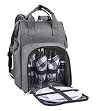 Eono by Amazon - Bolsa para refrigerador con mochila para picnic, 2 personas, juego de vajilla y manta