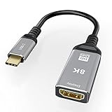 Cable USB-C a HDMI Adaptador, ConnBull USB Tipo C a HDMI 2.1 Macho a Hembra Convertidor Soporta 8K@60Hz 4K@120Hz para Monitor Proyector TV(0,25m)