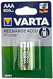 Varta Micro AAA Batería para teléfonos DECT 800 mAh 2 ampolla, 1,2 V, NiMH