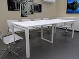 OFICIT mødebord med åben struktur, forsænket ben, 240x100cm. National FREMSTILLING. Levering fra 3 til 7 dage. (White Board, White Structure)