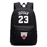 ULIIM - Mochila de lona de alta capacidad con el número 23, el nombre de Michael Jordan y el logotipo de los Chicago Bulls. Mochila de estudiante, mochila de viaje, mochila para portátil, etc.